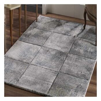 Tapis de salon 80x150 cm rectangulaire kla bogart gris chambre adapté au chauffage par le sol 1