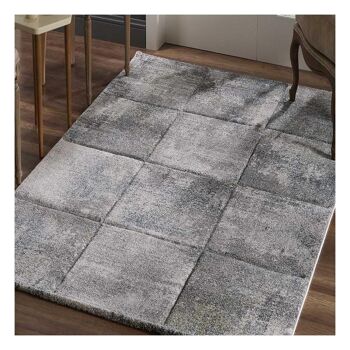Tapis de salon 160x230 cm rectangulaire kla bogart gris salon adapté au chauffage par le sol 1