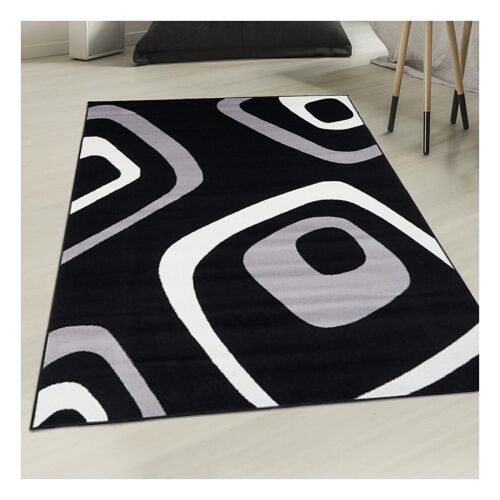 Tapis de salon 80x150 cm rectangulaire af septoc noir chambre adapté au chauffage par le sol