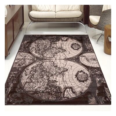 Living room carpet 190x280 cm rectangular af around the world globe black kitchen suitable for underfloor heating
