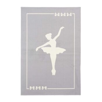 Tapis enfant 60x110 cm rectangulaire af danseuse gris chambre adapté au chauffage par le sol 2