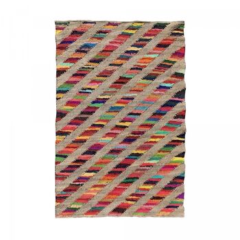 Tapis kilim 200x290cm RAINBOW JUTE ET FIL RECYCLE Multicolore. Tapis artisanal en Jute 1