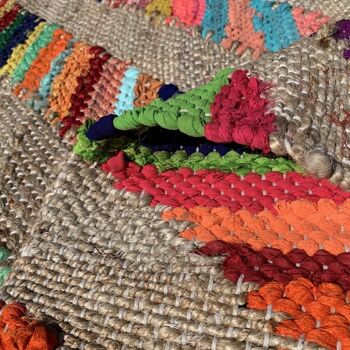 Tapis kilim 200x290cm RAINBOW JUTE ET FIL RECYCLE Multicolore. Tapis artisanal en Jute 4