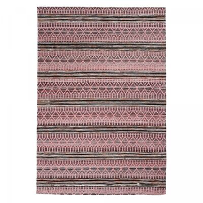 Tapis salon 50x80cm VORELA Rose. Tapis artisanal en Polyester