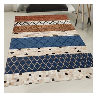 Alfombra salón 160x230 cm rectangular korlion multicolor salón tejido a mano apto para suelo radiante