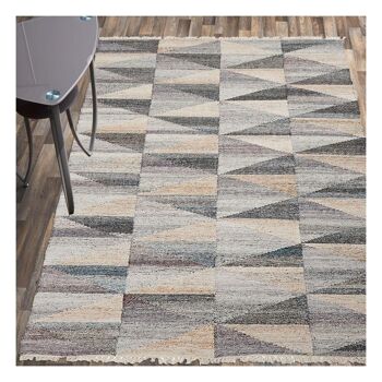 Tapis de salon 160x230 cm rectangulaire triangle beige terrasse, jardin tissé à la main adapté au chauffage par le sol 1