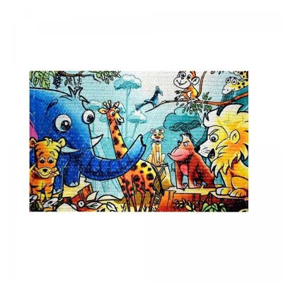 Tappeto per bambini 50x80 cm REVERSIBLE FOREST Multicolore. Tappeto in poliestere fatto a mano