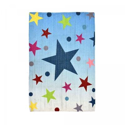 Tapis enfant 60x110cm ETOILE REVERSIBLE Multicolore. Tapis artisanal en Polyester