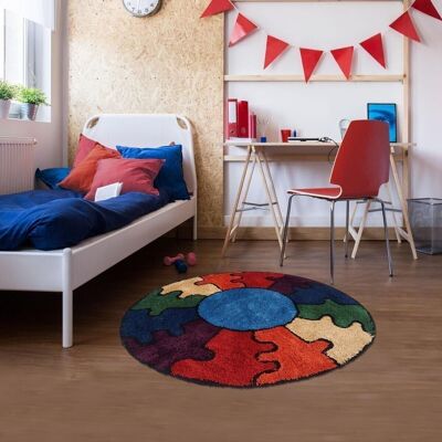 Children's rug CIRCLE PUZZLE SOFT Handcrafted in Polyester