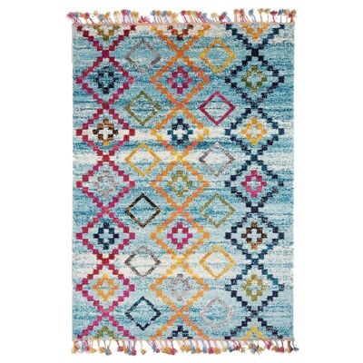 Berber style rug 40x60cm OURIKA MK 05 Blue in Polypropylene