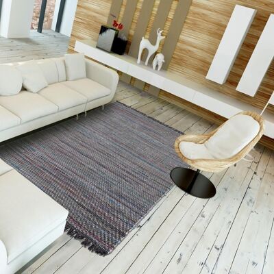 Kilim rug 170x240 cm rectangular jeyland blue living room hand-woven cotton