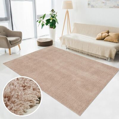 Long pile shaggy rug 60x110 cm rectangular sg chic brown entrance hand tufted suitable for underfloor heating