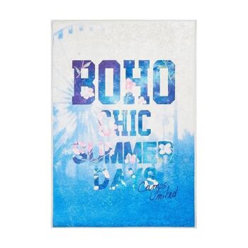 Tapis enfant 80x120 cm rectangulaire boho camps bleu chambre adapté au chauffage par le sol 2