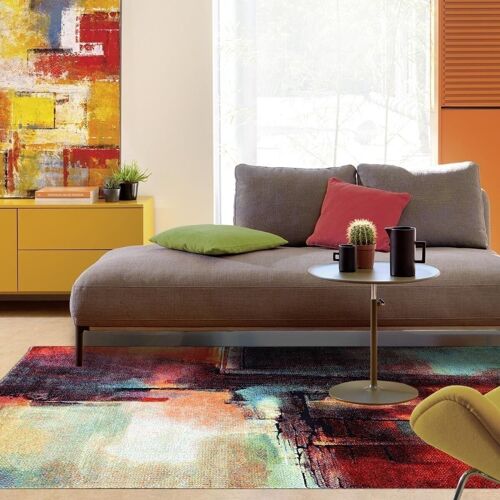Tapis de salon 60x110 cm rectangulaire tabor multicolore entrée adapté au chauffage par le sol
