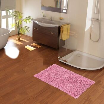 Tapis de salle de bain 50x80 cm rectangulaire spaghetti rose salle de bain tufté main coton 4