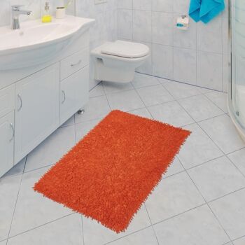 Tapis de salle de bain 50x80 cm rectangulaire spaghetti orange salle de bain tufté main coton 4