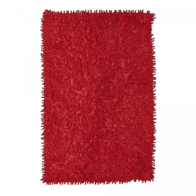 Badezimmerteppich 60x110 cm rechteckig rot Spaghetti Badezimmer handgetuftete Baumwolle