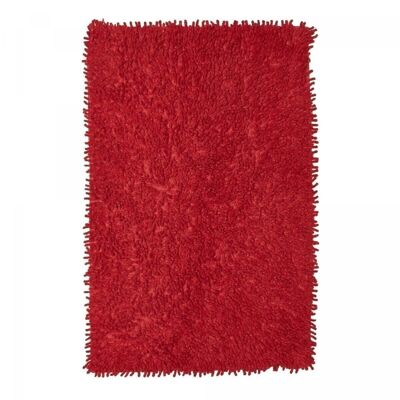 Alfombra de baño 60x110 cm rectangular baño spaghetti rojo algodón tufting a mano