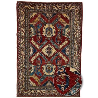 Oriental rug 180x270cm KAZAK 17 1A2T Burgundy. Handcrafted wool rug