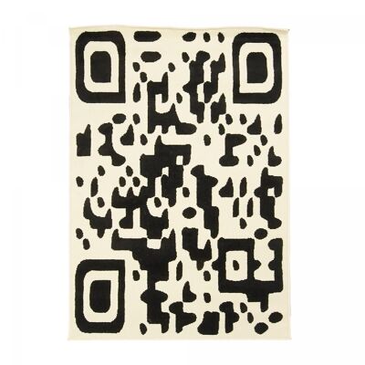 Wohnzimmerteppich 80x150cm BC QR CODE Schwarz aus Polypropylen