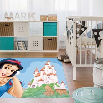 Tapis enfant 50x80cm BLANCHE NEIGE Bleu en Polyamide 2