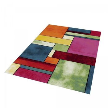 Tapis salon 100x100 carrecm BRILLANCE GEOMETRIQUE Multicolore en Polypropylène 4