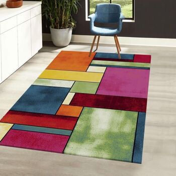 Tapis salon 160x160 carrecm BRILLANCE GEOMETRIQUE Multicolore en Polypropylène 2