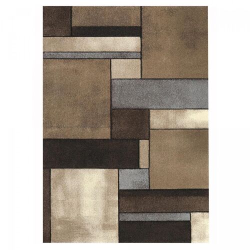 Tapis salon 160x160 carrecm BRILLANCE GEOMETRIQUE Beige en Polypropylène