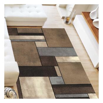 Tapis salon 140x140 carrecm BRILLANCE GEOMETRIQUE Beige en Polypropylène 2