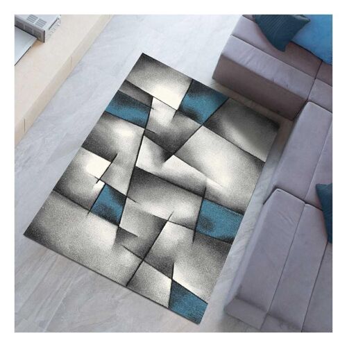 80x300 - un amour de tapis - tapis salon moderne design poils ras - petit tapis salon - tapis chambre turquoise - tapis salon bleu gris