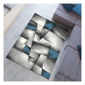 80x300 - un amour de tapis - tapis salon moderne design poils ras - petit tapis salon - tapis chambre turquoise - tapis salon bleu gris 1