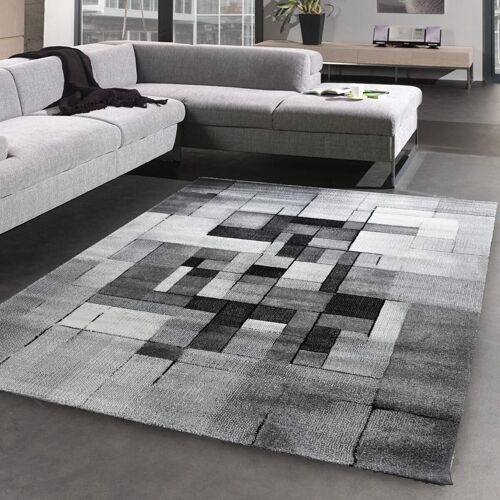 Tapis de salon 120x170 cm rectangulaire belo 13 gris salon adapté au chauffage par le sol