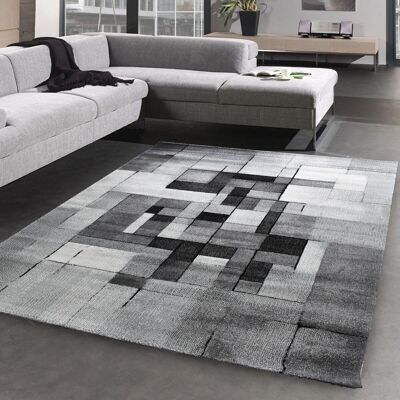 Tapis de salon 60x110 cm rectangulaire belo 13 gris entrée adapté au chauffage par le sol