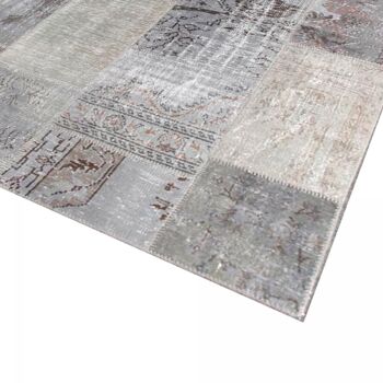 Tapis salon 80x150cm CLASS PATCHWORK 1A2T Gris. Tapis artisanal en Laine 4