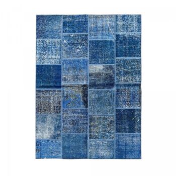 Tapis de salon 160x230 cm rectangulaire class patchwork 1a2t bleu salon noué main 2