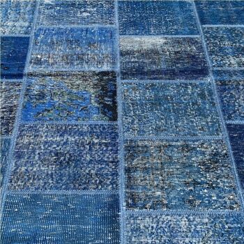Tapis de salon 160x230 cm rectangulaire class patchwork 1a2t bleu salon noué main 3