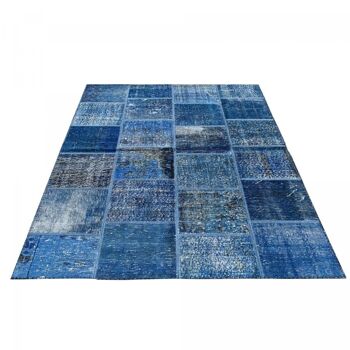 Tapis de salon 160x230 cm rectangulaire class patchwork 1a2t bleu salon noué main 4