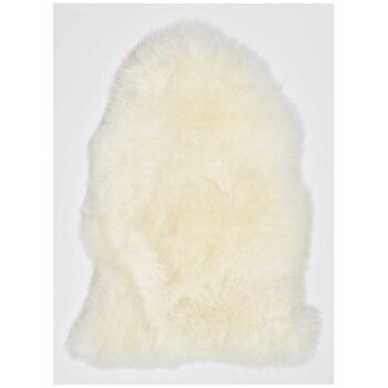 Tapis shaggy poils long 90x180 cm forme originale peau de mouton blanc entrée assemblé cousu à la main 1