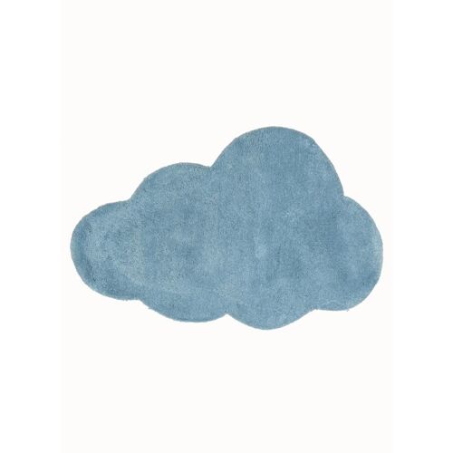 Tapis enfant 90x160cm NUAGE 1 Bleu. Tapis artisanal en Coton