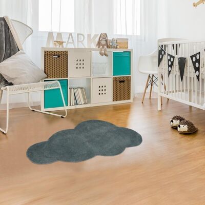 Children's rug 50x80 cm original shape cloud 1 gray hand-tufted cotton room