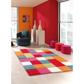 Tapis enfant 60x110 cm rectangulaire kids carreaux multicolore chambre adapté au chauffage par le sol 4