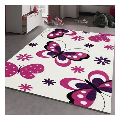 Children's rug 120x170 cm rectangular kids butterflies other bedroom suitable for underfloor heating