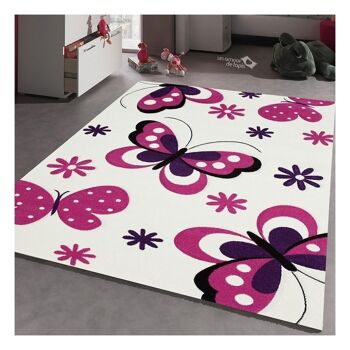 Tapis enfant 120x170 cm rectangulaire kids papillons autre chambre adapté au chauffage par le sol 1