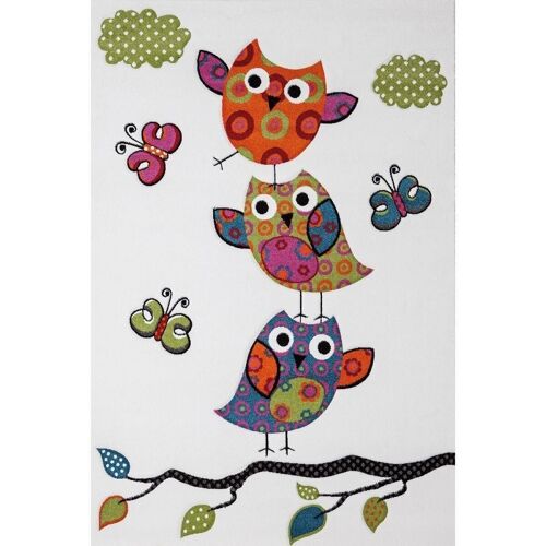 Tapis enfant 140x200cm KIDS CHOUETTE Beige en Polypropylène