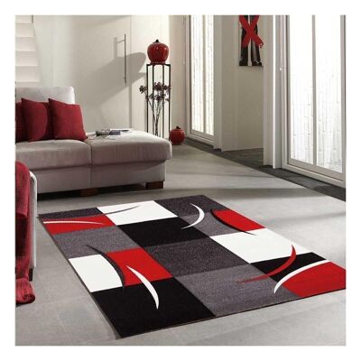 240x340 - amore per i tappeti - virgola diamantata - - tappeto grande design moderno - tappeto soggiorno e sala da pranzo - tappeto rosso, grigio, nero, crema - colori