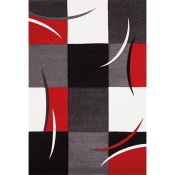 240x340 - un amour de tapis - diamond comma - - grand tapis moderne design - tapis salon et salle a manger - tapis rouge, gris, noir, créme - couleurs 2