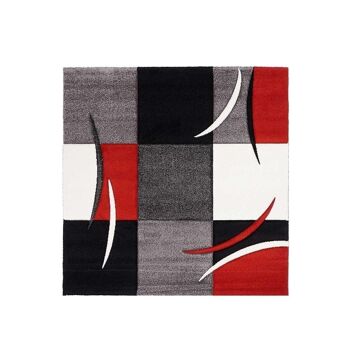 160x160 - un amour de tapis - diamond comma - tapis moderne design tapis salon - tapis carré - tapis rouge, gris, noir, créme - couleurs et tailles di 1