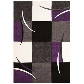 240x340 - un amour de tapis - diamond comma - - grand tapis moderne design - tapis salon et salle a manger - tapis ,violet, gris, noir, créme - couleu 2