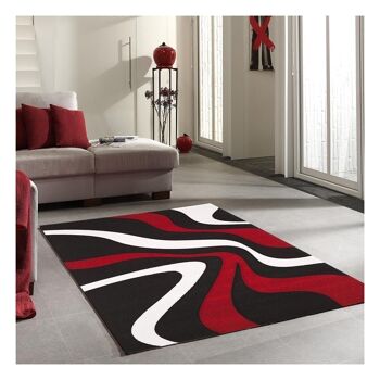 Tapis de salon 240x340 cm rectangulaire diamond vagues rouge salle à manger adapté au chauffage par le sol 1