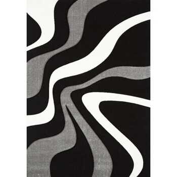 Tapis de salon 60x110 cm rectangulaire diamond vagues noir entrée adapté au chauffage par le sol 1